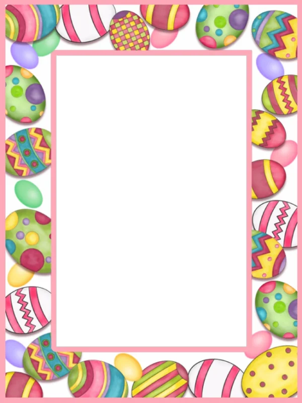 Colorful Easter Eggs Frame PNG Transparent Background