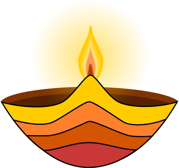Vibrant Diwali Diya Lamp with Flame PNG