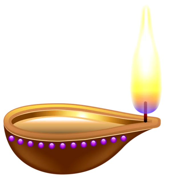 Diwali Diya Lamp with Glowing Flame PNG