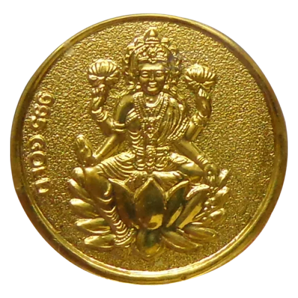 Golden Lakshmi Deity Coin PNG Transparent Background