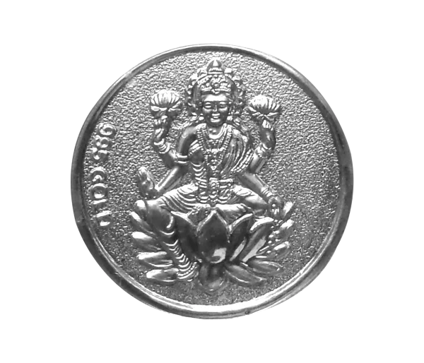Silver Coin with Lakshmi Deity and 999 Gold Mark