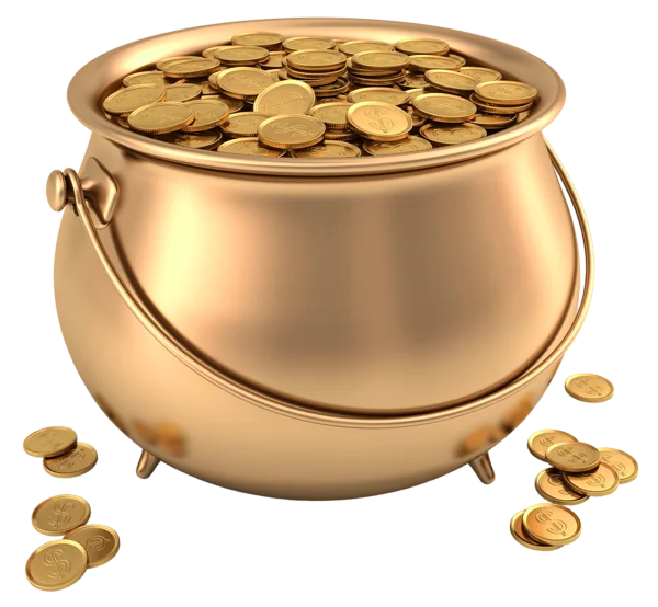 Pot of Gold Coins PNG Transparent Background