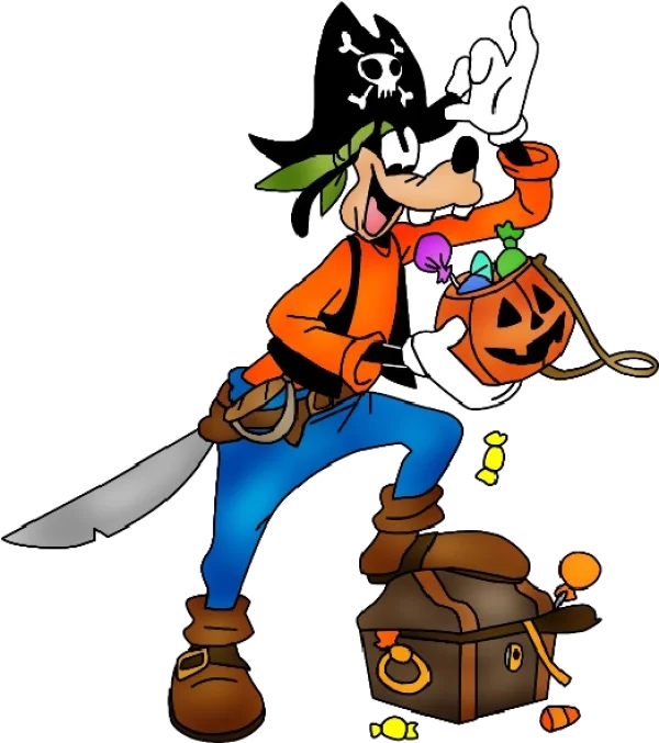 Goofy Pirate Halloween Trick-or-Treat PNG