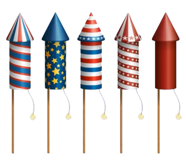 Colorful Firework Rockets PNG Transparent Background