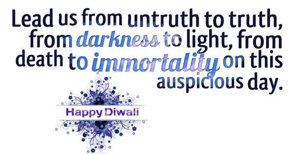 Happy Diwali Quote PNG with Floral Design