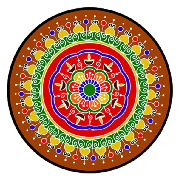 Vibrant Indian Mandala Rangoli Design PNG