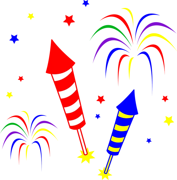 Colorful Fireworks and Rockets PNG Transparent Background
