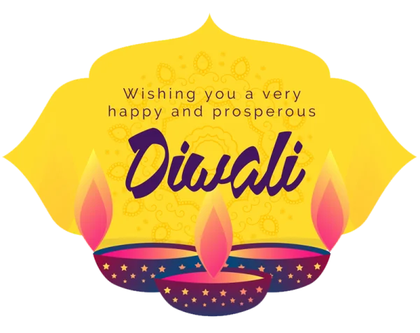 Happy Diwali Greeting with Diyas PNG