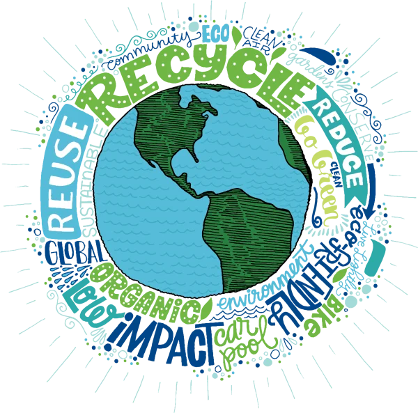 Recycle Reuse Reduce Earth Globe Hand Drawn PNG