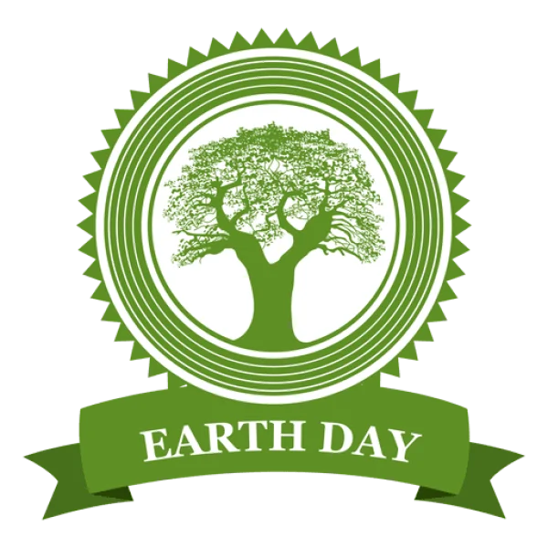 Earth Day Emblem with Green Tree PNG