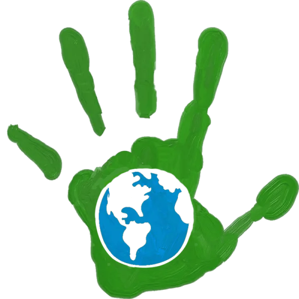 Green Handprint Holding Earth Globe PNG