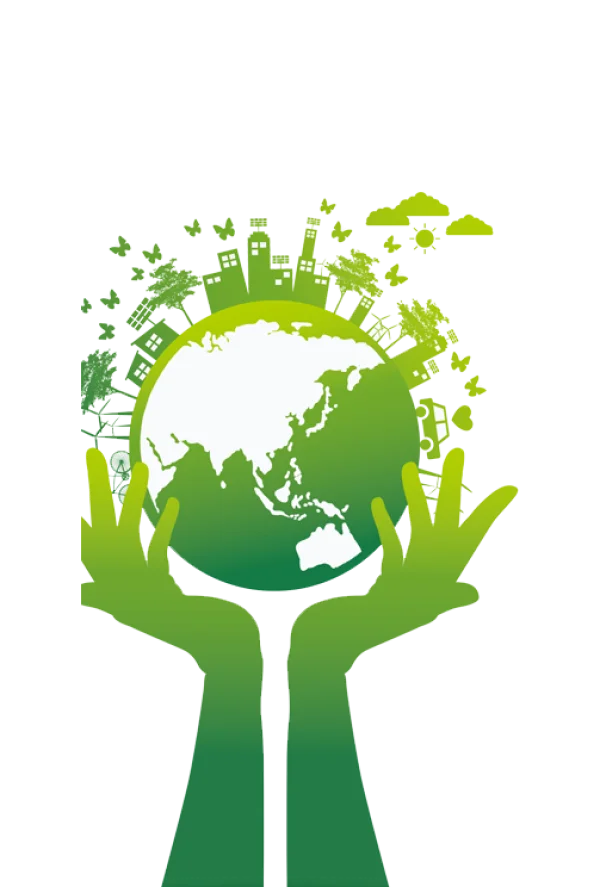 Green Earth with Hands Holding Globe PNG