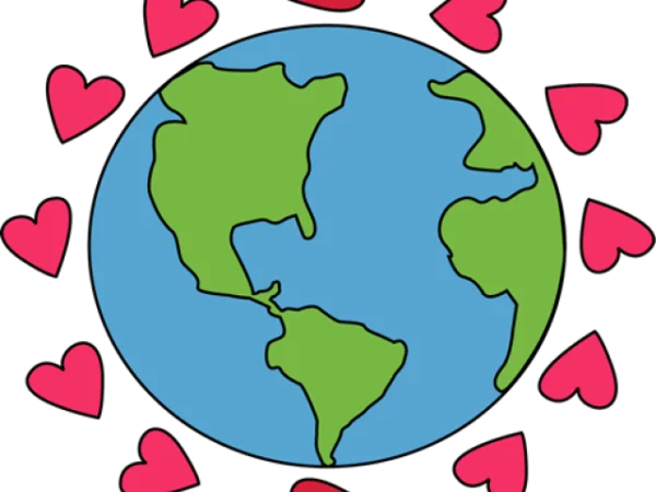 Earth Globe with Hearts PNG Transparent Background