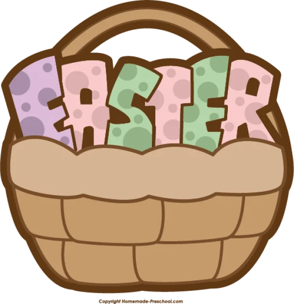 Easter Basket with Word Easter PNG Transparent