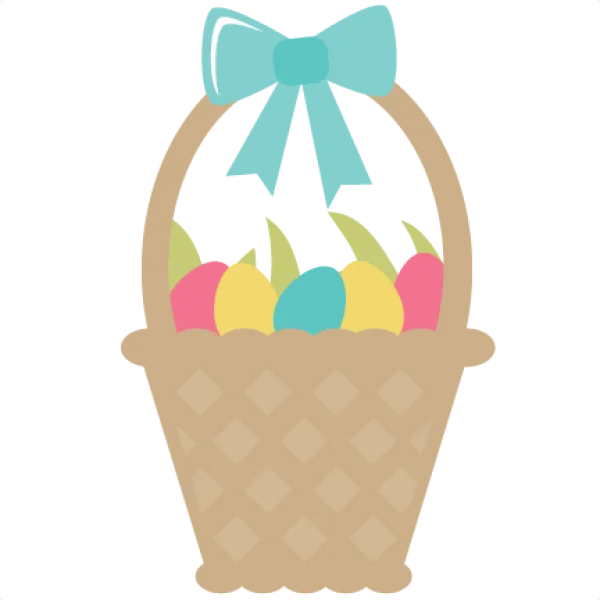 Easter Basket with Colorful Eggs PNG Transparent
