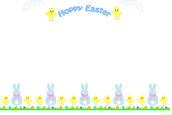 Hoppy Easter Border with Chicks, Bunnies & Eggs