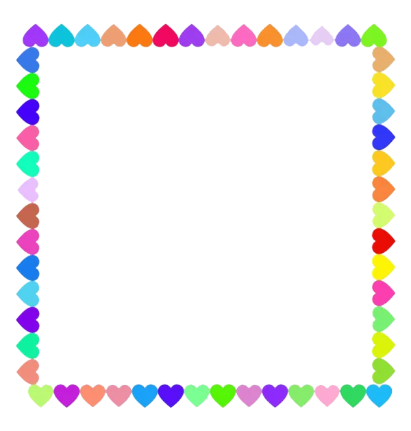 Colorful Heart Border Frame PNG