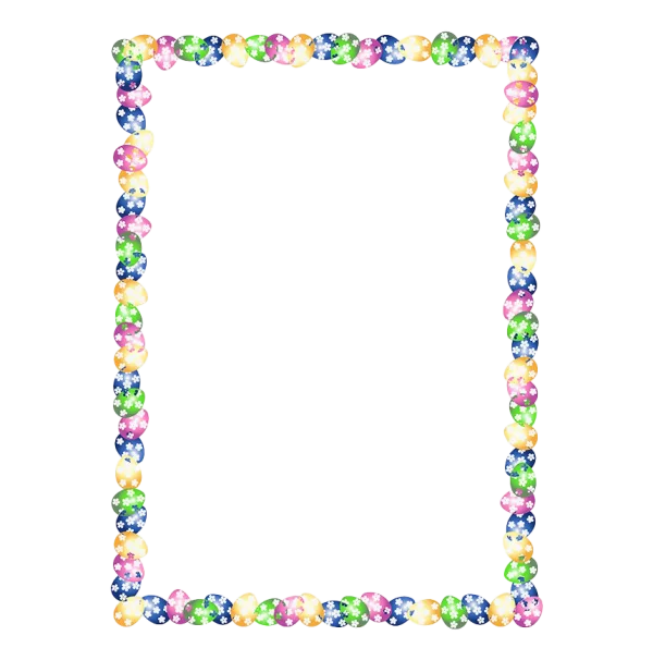 Colorful Easter Egg Border Frame PNG Transparent Background