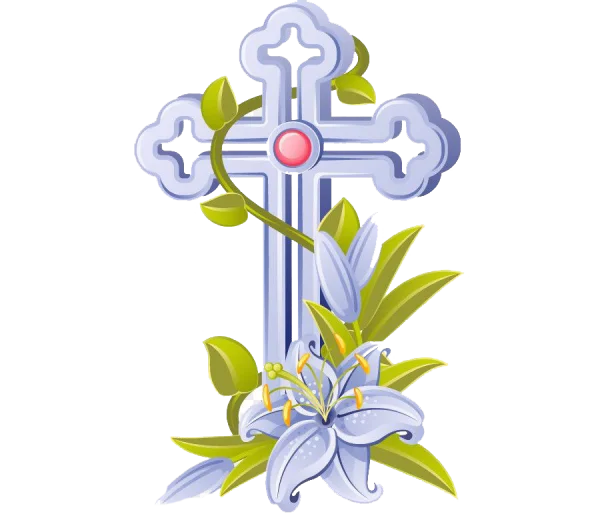 Decorative Cross with White Lilies PNG Transparent Background
