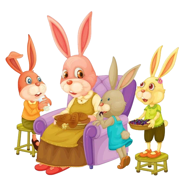 Rabbit Family Illustration PNG Transparent Background