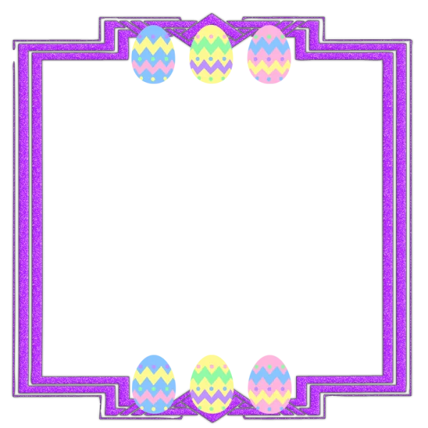 Easter Egg Purple Glitter Frame PNG