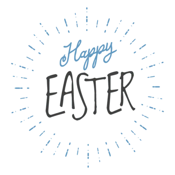 Happy Easter Text with Sunburst PNG Transparent