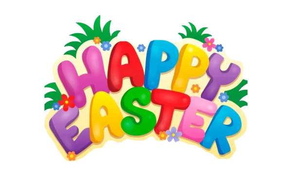 Happy Easter Colorful Text PNG Transparent Background
