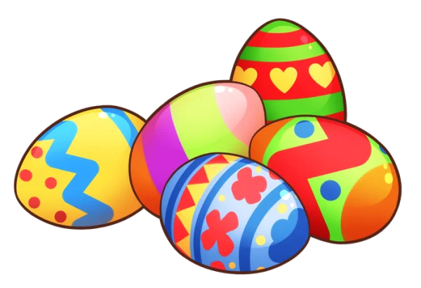 Colorful Easter Eggs PNG Transparent Background