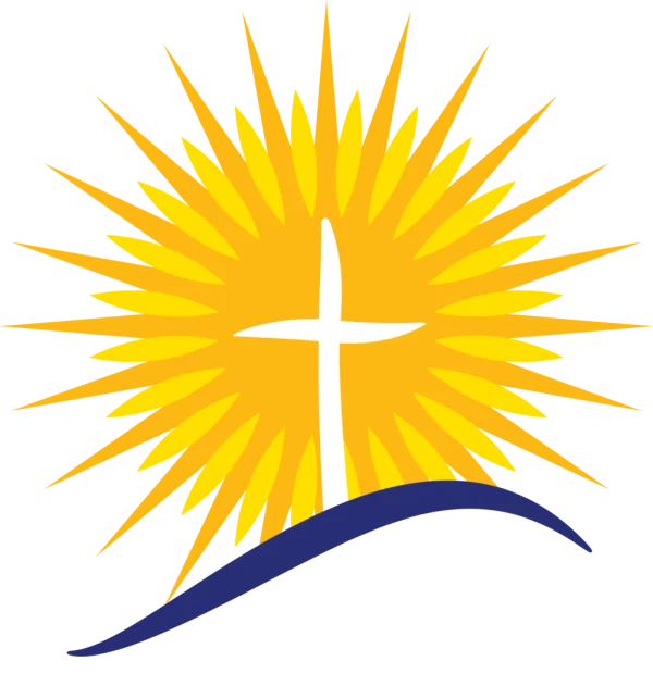 Radiant Cross with Sun and Wave PNG