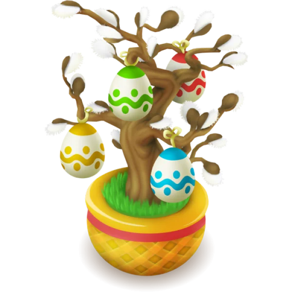 Easter Tree with Decorated Eggs PNG Transparent Background