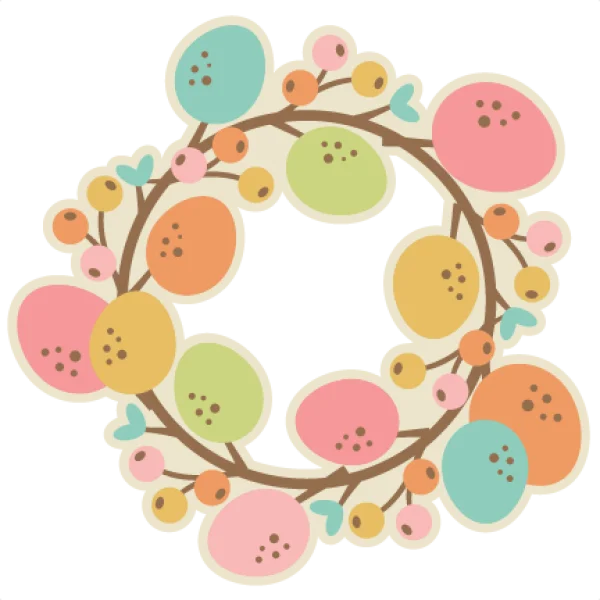 Pastel Berry and Leaf Wreath PNG Transparent Background