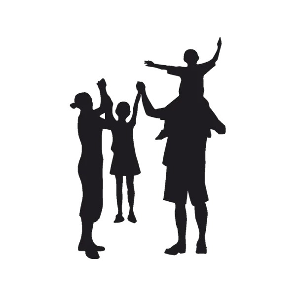 Joyful Family Silhouettes Group PNG