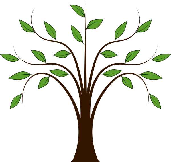 Stylized Tree with Green Leaves Transparent PNG
