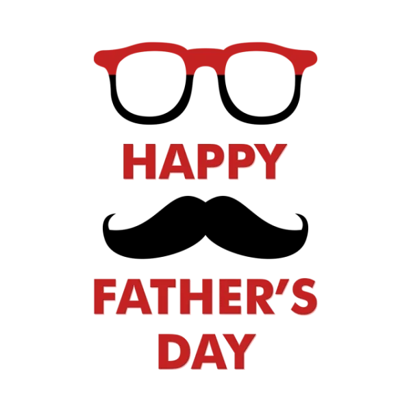 Happy Father's Day Red Text with Glasses PNG