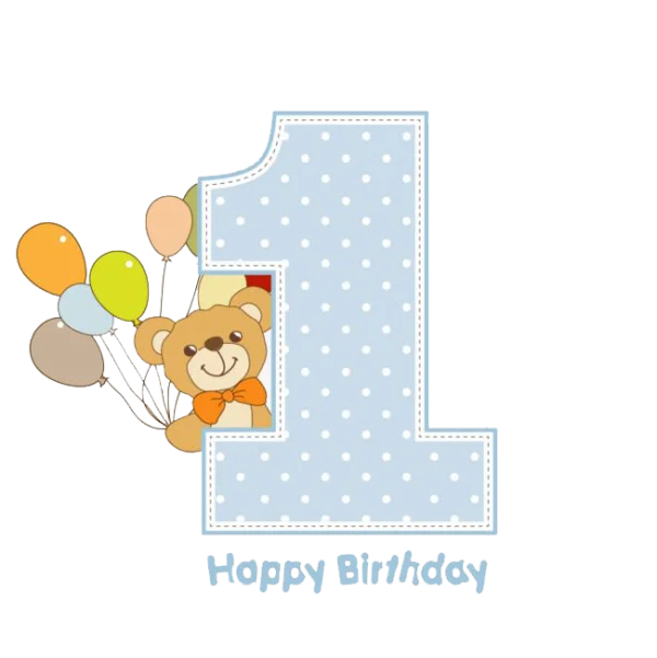 First Birthday Number One Teddy Bear PNG