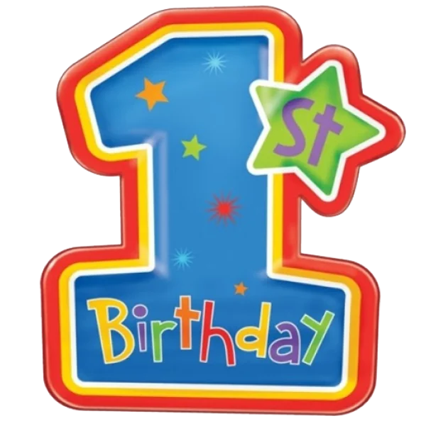 1st Birthday Number One PNG Transparent