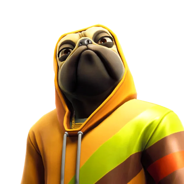 Fortnite Pug in Striped Hoodie PNG