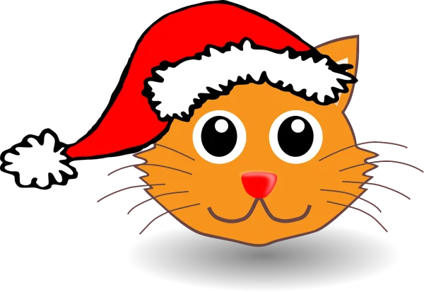 Cartoon Christmas Cat Head PNG Transparent Background