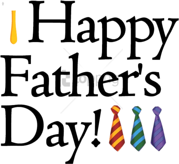Happy Father's Day Text with Colorful Ties PNG Transparent