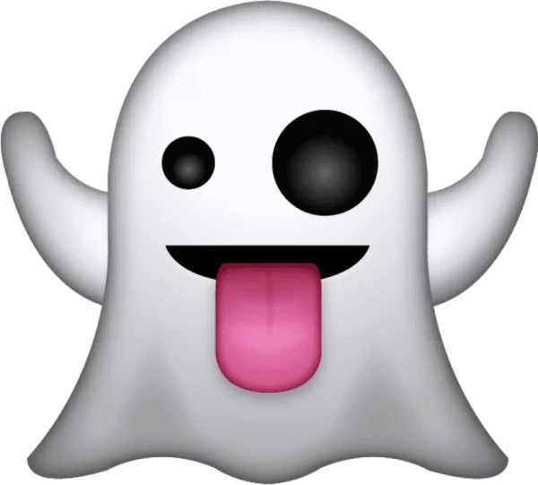 Playful Ghost Emoji with Tongue Out PNG