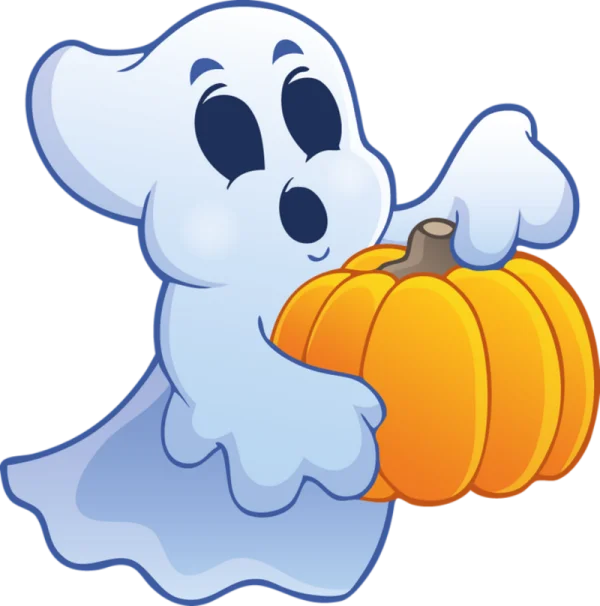 Cute Ghost Holding Pumpkin Transparent PNG