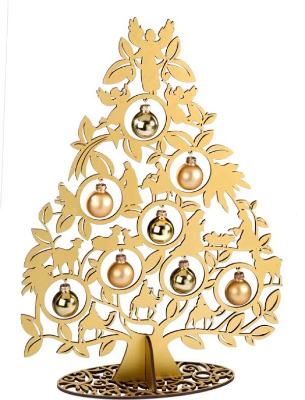 Golden Nativity Scene Christmas Tree Decoration PNG