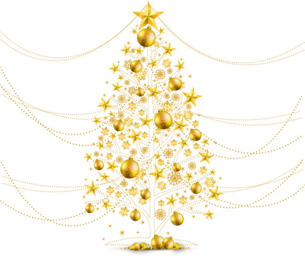 Golden Christmas Tree PNG Transparent Background