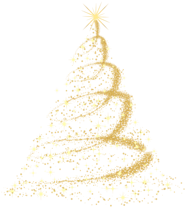 Golden Sparkle Christmas Tree PNG Transparent Background