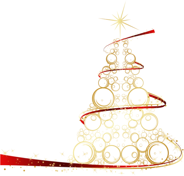 Golden Abstract Christmas Tree PNG Transparent Background