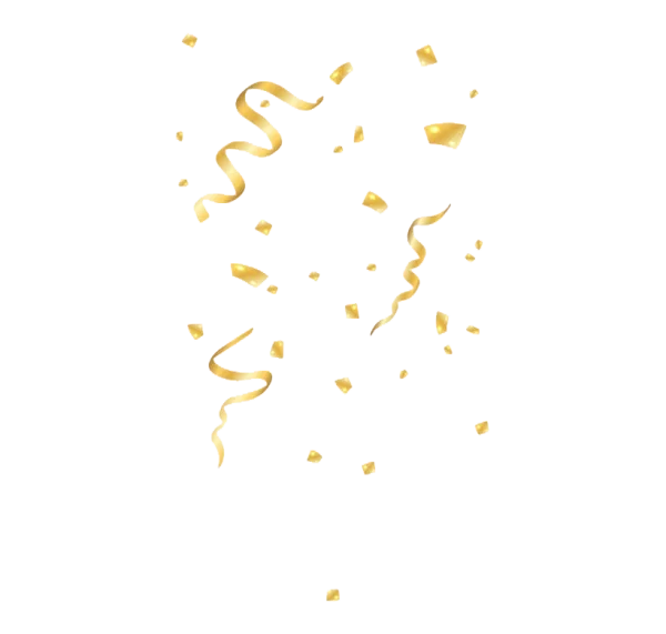 Golden Confetti and Ribbons Transparent PNG