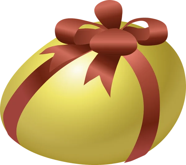 Yellow Gift Egg with Red Ribbon PNG