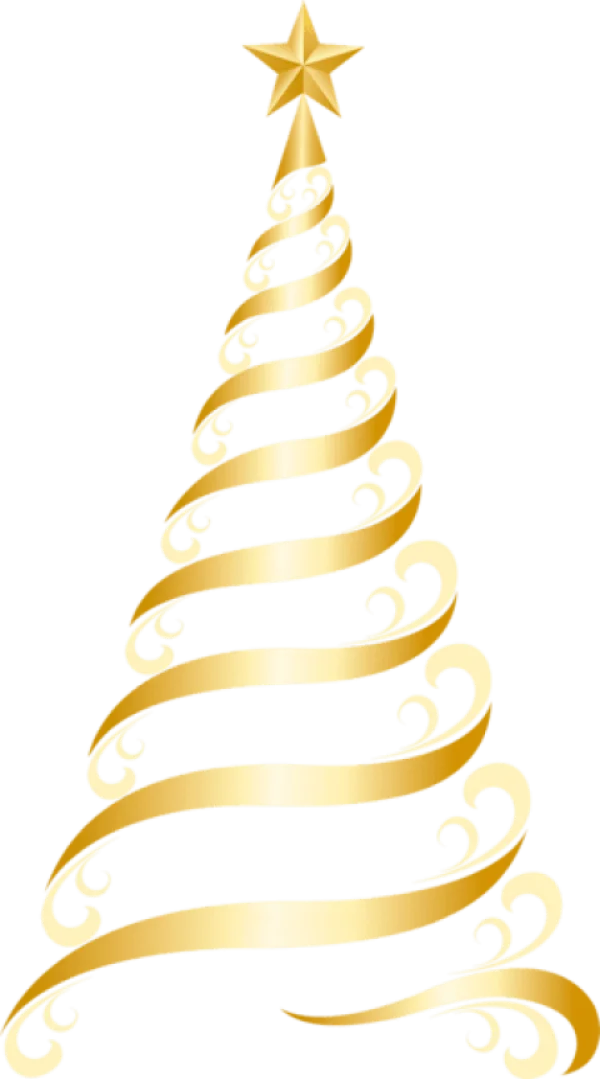 Golden Ribbon Christmas Tree PNG Transparent Background