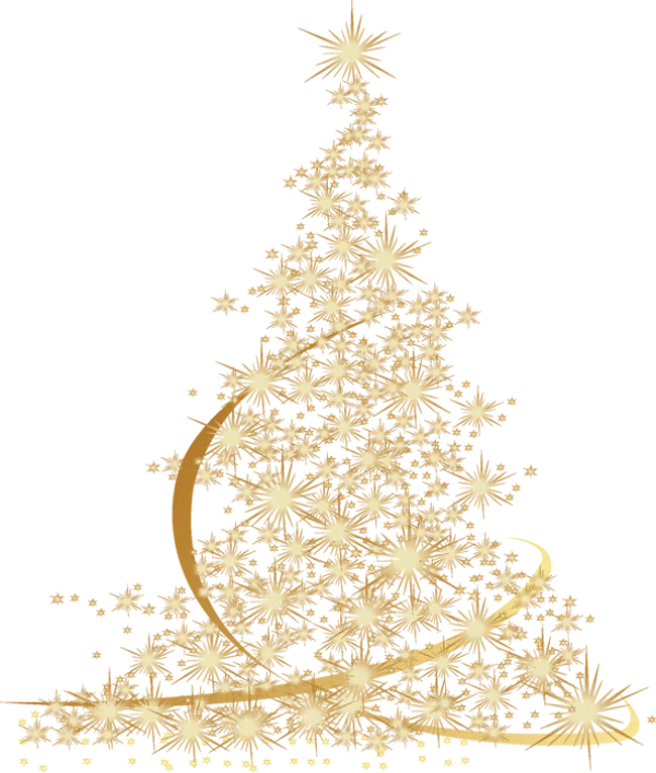 Golden Sparkling Christmas Tree PNG