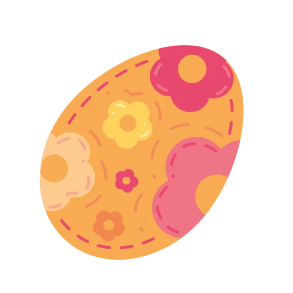 Cute Floral Easter Egg PNG
